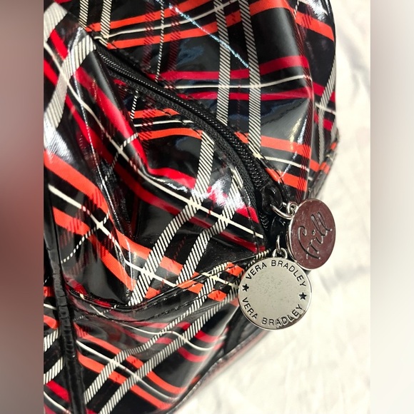 Vera Bradley Stylish Black & Red Plaid Travel Duffel Carry-On Frill Bag - Picture 13 of 15